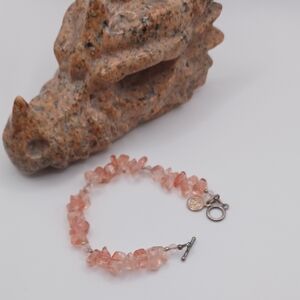 Pink Glass Bracelet Marked 925 Italy